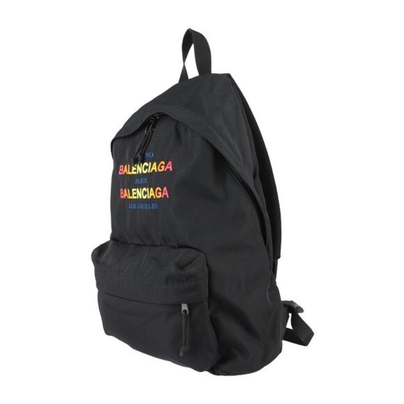 Balenciaga Backpack Daypack Nylon Canvas Black Multicolor Explorer Logo main image 4